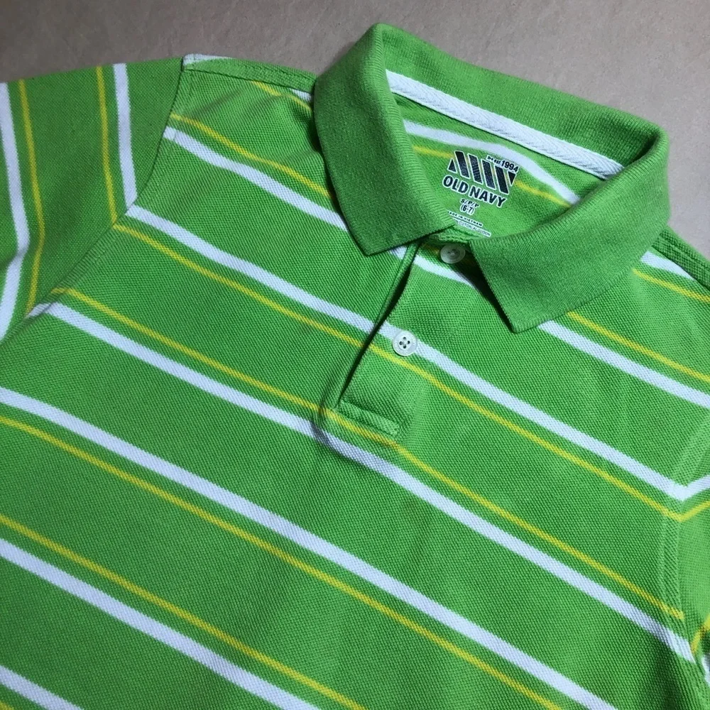 Old Navy Boy’s Lime Green Striped Polo